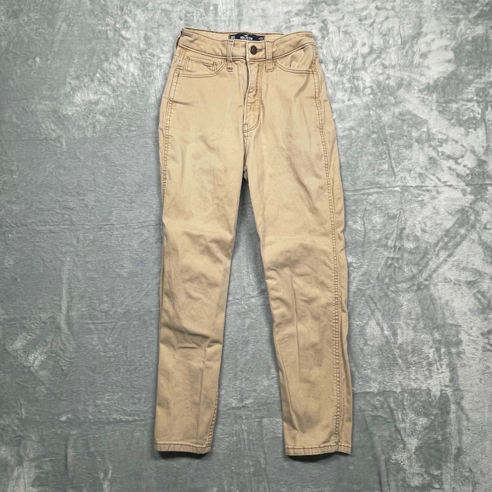 Hollister Ultra High-Rise Mom Pants Womens 00S W23 L25 Khaki Tan Classic Stretch
